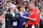 Chief starter Alan Bell talks to Brenda Foster and Carol Malia, English Schools Track and Field. Photo: David T. Hewitson/Sports for All Pics